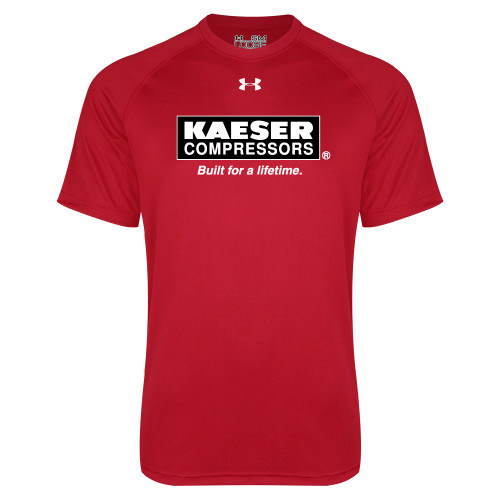 Under Armour Red Tech Tee-Kaeser w tagline