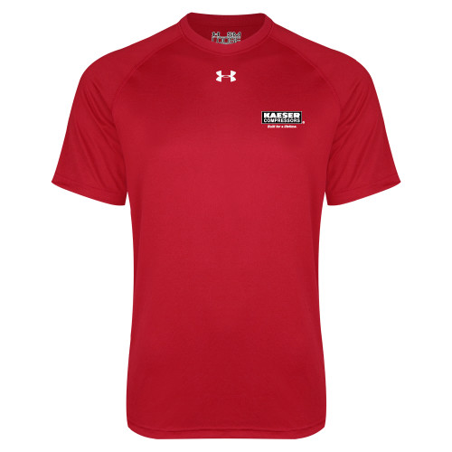 Under Armour Red Tech Tee-Kaeser w tagline