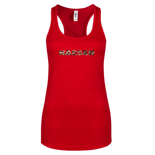 Next Level Racerback Tank Red-Kaeser Leopard Print Glitter