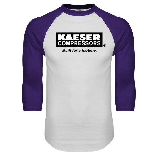 White/Purple Raglan Baseball T Shirt-Kaeser w tagline