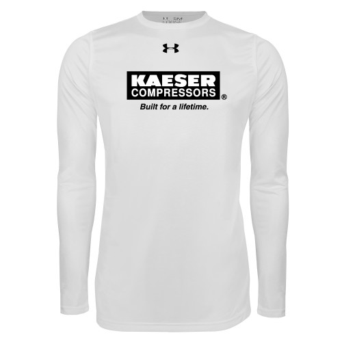 Under Armour White Long Sleeve Tech Tee-Kaeser w tagline