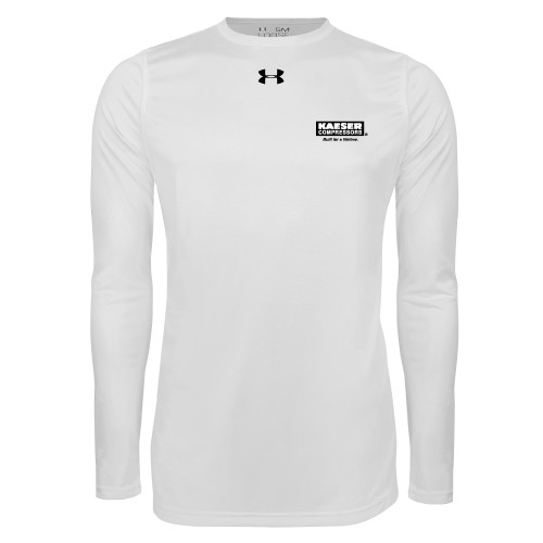 Under Armour White Long Sleeve Tech Tee-Kaeser w tagline