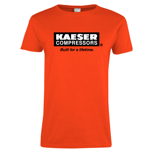 Womens Orange Short Sleeve Tee-Kaeser w tagline