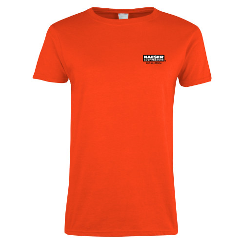 Womens Orange Short Sleeve Tee-Kaeser w tagline