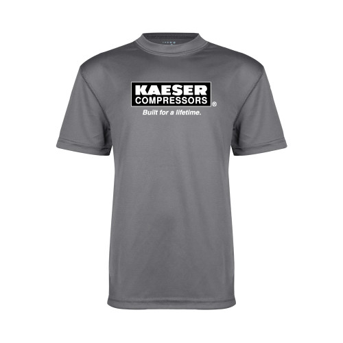 Youth Performance Grey Concrete Tee-Kaeser w tagline