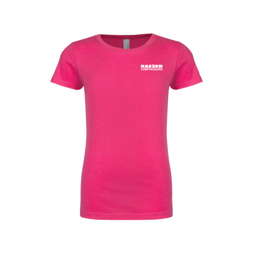 Next Level Girls Fuchsia Fashion Fit T Shirt-Kaeser w tagline