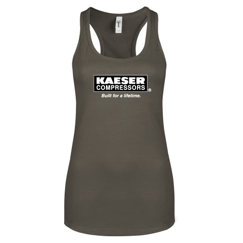 Next Level Womens Charcoal Racerback Tank-Kaeser w tagline