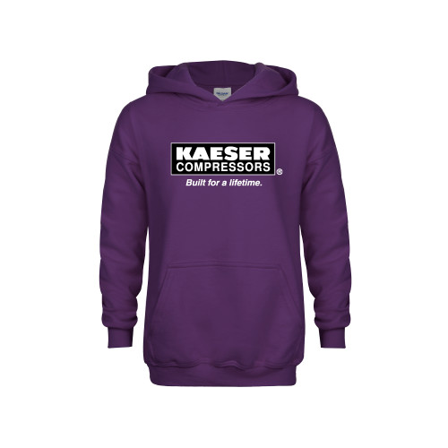 Youth Purple Fleece Hoodie-Kaeser w tagline