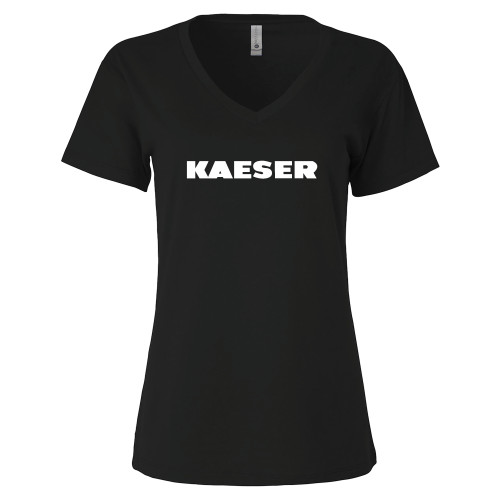 Next Level Womens Black Suede V Neck Tee-Kaeser