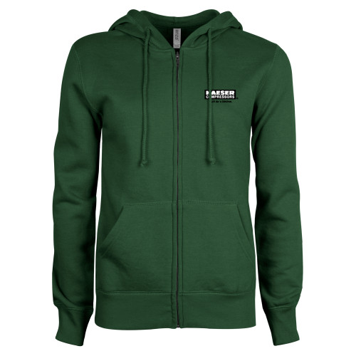 ENZA Womens Dark Green Fleece Full Zip Hoodie-Kaeser w tagline