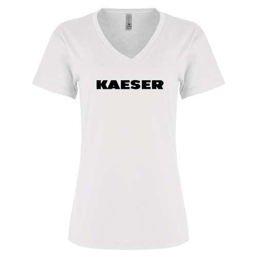 Next Level Womens White Cotton V Neck Tee-Kaeser