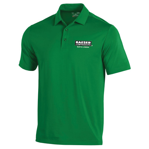 Under Armour Kelly Green T2 Performance Polo-Kaeser w tagline