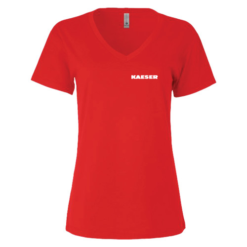 Next Level Womens Red Sueded V Neck Tee-Kaeser