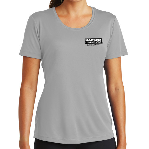 Womens Grey Performance Short Sleeve Tee-Kaeser w tagline