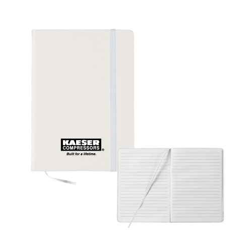 5x7 White Hard Cover Journal-Kaeser w tagline