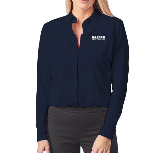 Womens Navy Elitech Prestige Knit Long Sleeve Shirt-Kaeser Compressors