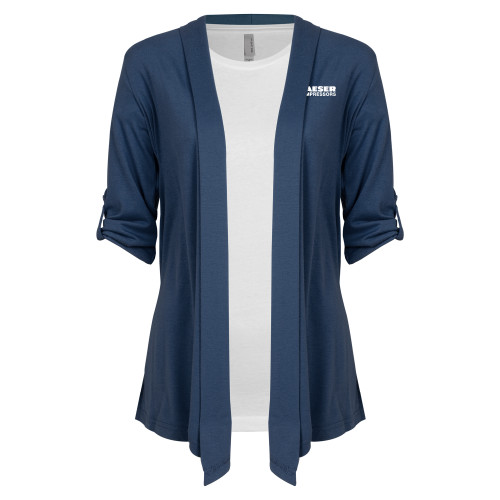Womens Navy Drape Front Cardigan Sweater -Kaeser Compressors