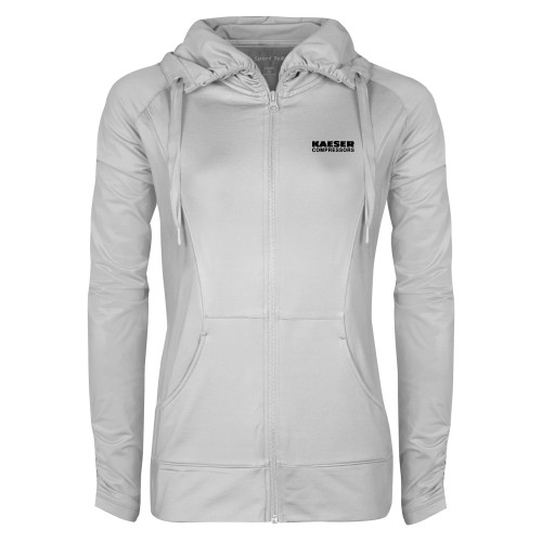 Womens White Sport Wick Stretch Full Zip Jacket-Kaeser Compressors