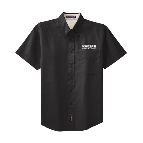 Black Twill Button Down Short Sleeve-Kaeser Compressors