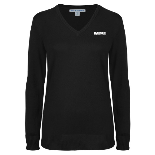 Womens Black VNeck Sweater-Kaeser Compressors