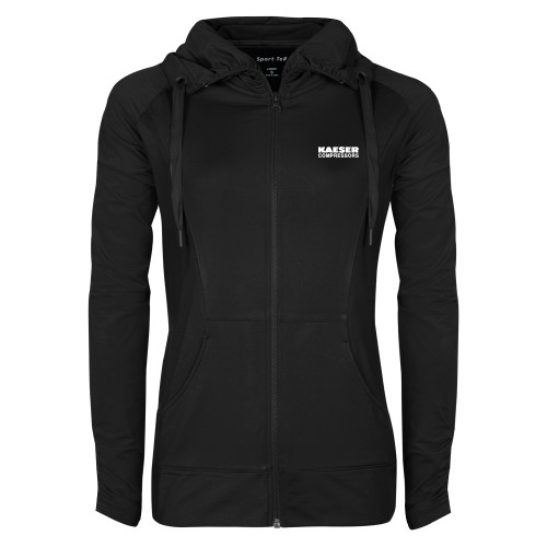 Womens Black Sport Wick Stretch Full Zip Jacket-Kaeser Compressors
