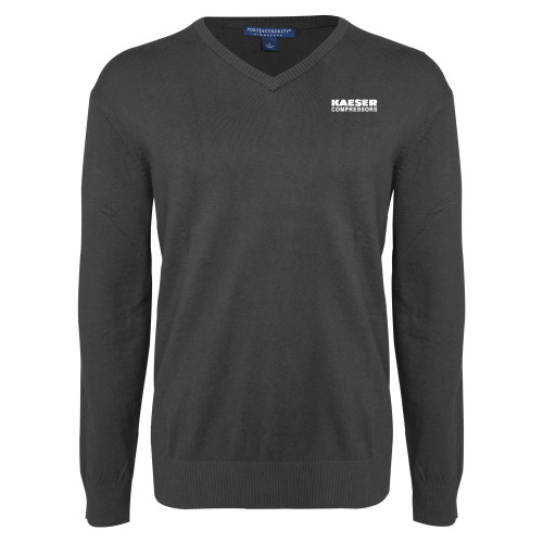 Charcoal Heather VNeck Sweater-Kaeser Compressors