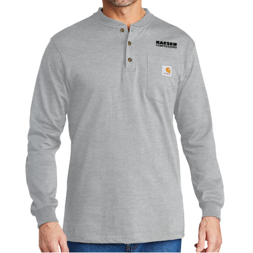 Carhartt Heather Grey Long Sleeve Henley Shirt-Kaeser Compressors