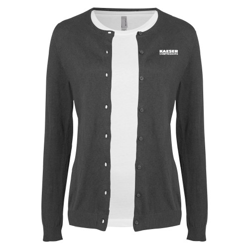 Womens Charcoal Cardigan Sweater-Kaeser Compressors
