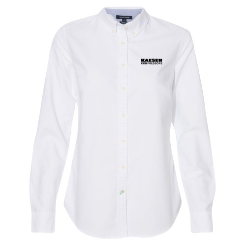 Womens Tommy Hilfiger White Solid Oxford Shirt-Kaeser Compressors