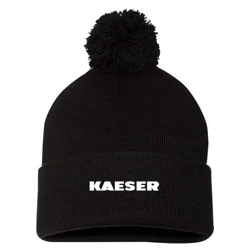 Sportsman Black Pom Pom Cuffed Beanie-Kaeser