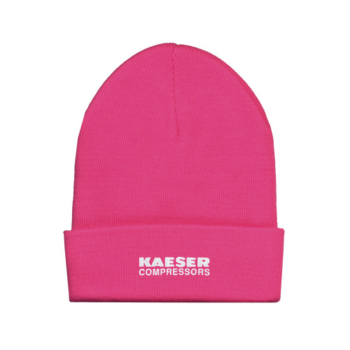 Fleece Lined Neon Pink Knit Beanie-Kaeser Compressors