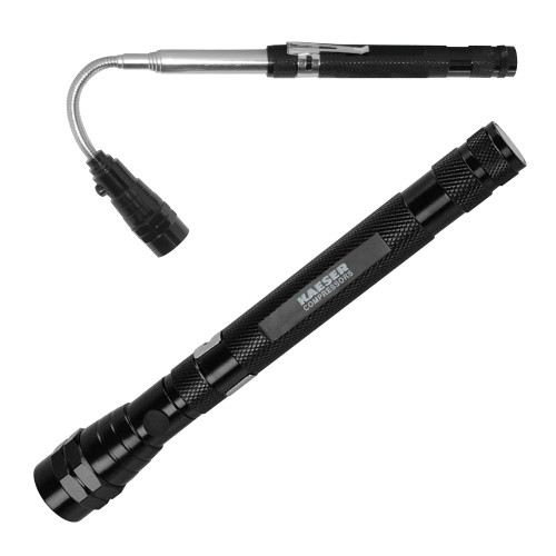 Telescoping Black Flex Flashlight-Kaeser Compressors Engraved