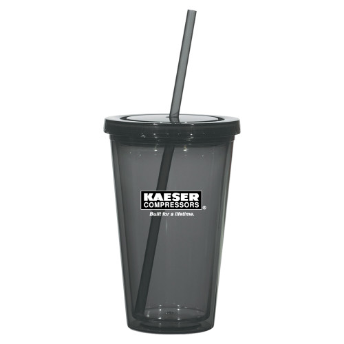 Madison Double Wall Charcoal Tumbler w/Straw 16oz-Kaeser w tagline