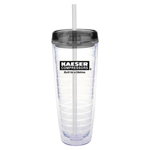 Tritan Double Wall Tumbler w/Charcoal Top 26oz-Kaeser w tagline