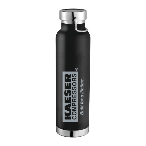 Thor Copper Vacuum Insulated Black Bottle 22oz-Kaeser w tagline Engraved