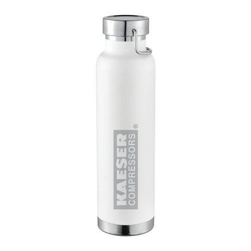 Thor Copper Vacuum Insulated White Bottle 22oz-Kaeser Primary Mark Engraved