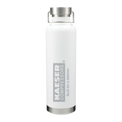 Thor Copper Vacuum Insulated White Bottle 32oz-Kaeser w tagline Engraved