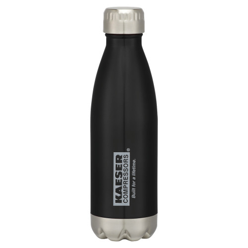 Swig Stainless Steel Black Bottle 16oz-Kaeser w tagline Engraved
