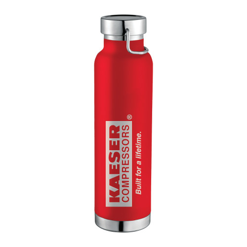 Thor Copper Vacuum Insulated Red Bottle 22oz-Kaeser w tagline Engraved