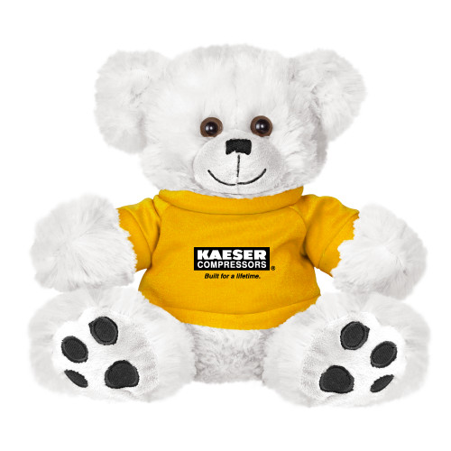 Plush Big Paw 8 1/2 inch White Bear w/Gold Shirt-Kaeser w tagline