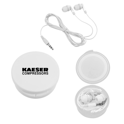 Ear Buds in White Case-Kaeser Compressors