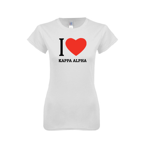 Kappa Alpha Next Level Womens White Boyfriend Tee-I Heart Kappa Alpha