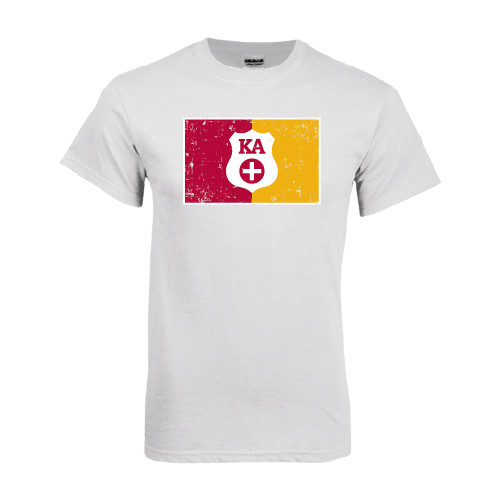  White T Shirt - KA Flag w/ Shield Distressed