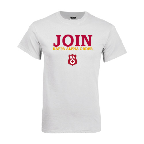 Kappa Alpha White T Shirt-Stacked Join Kappa Alpha Order