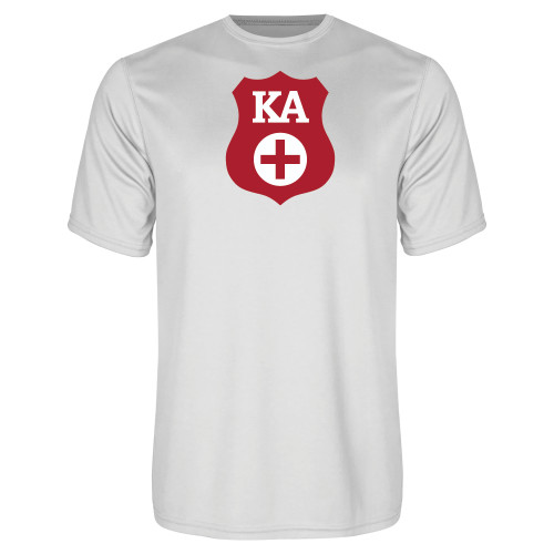 Kappa Alpha White Performance Tee-KA Shield