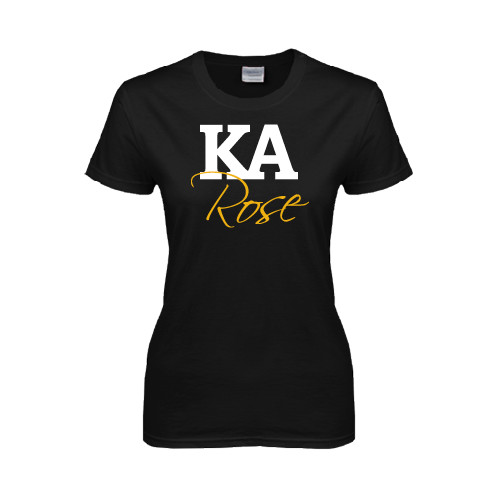 Kappa Alpha Womens Black Short Sleeve Tee-KA Rose
