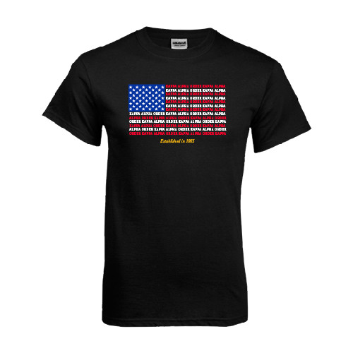 Kappa Alpha Black T Shirt-Typographic Flag