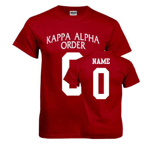 Kappa Alpha Cardinal T Shirt-Kappa Alpha Custom Tee w/ Name & Number
