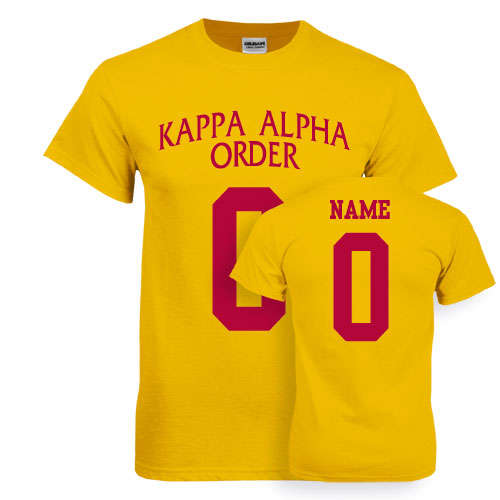 Kappa Alpha Gold T-Shirt-Kappa Alpha Custom Tee w/ Name & Number