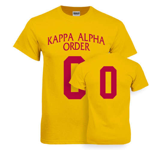 Kappa Alpha Gold T-Shirt-Kappa Alpha Custom Tee w/ Number